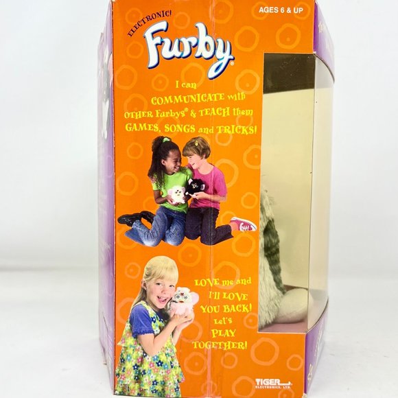 Furby Vintage‎ 1999 Raccoon Silver Gray Stripe - Brown Eyes - Factory Sealed Box - Picture 6 of 10